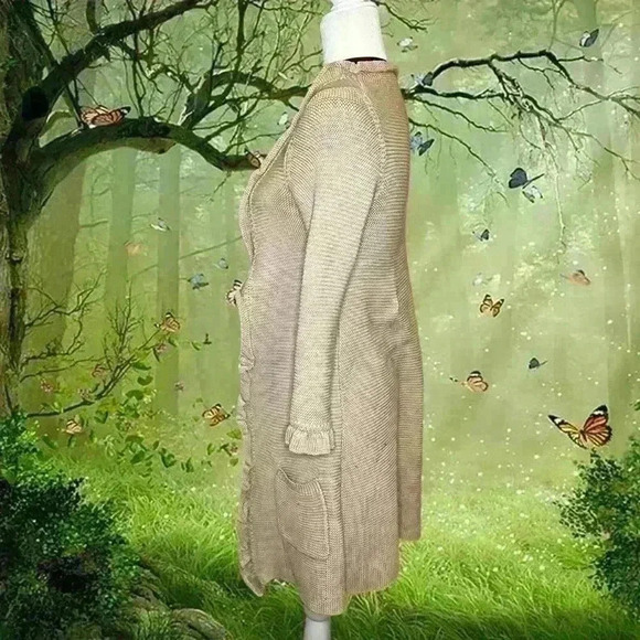 Boho Y2K Beige Knitted Cardigan By Rebecca Taylor - Picture 3 of 8